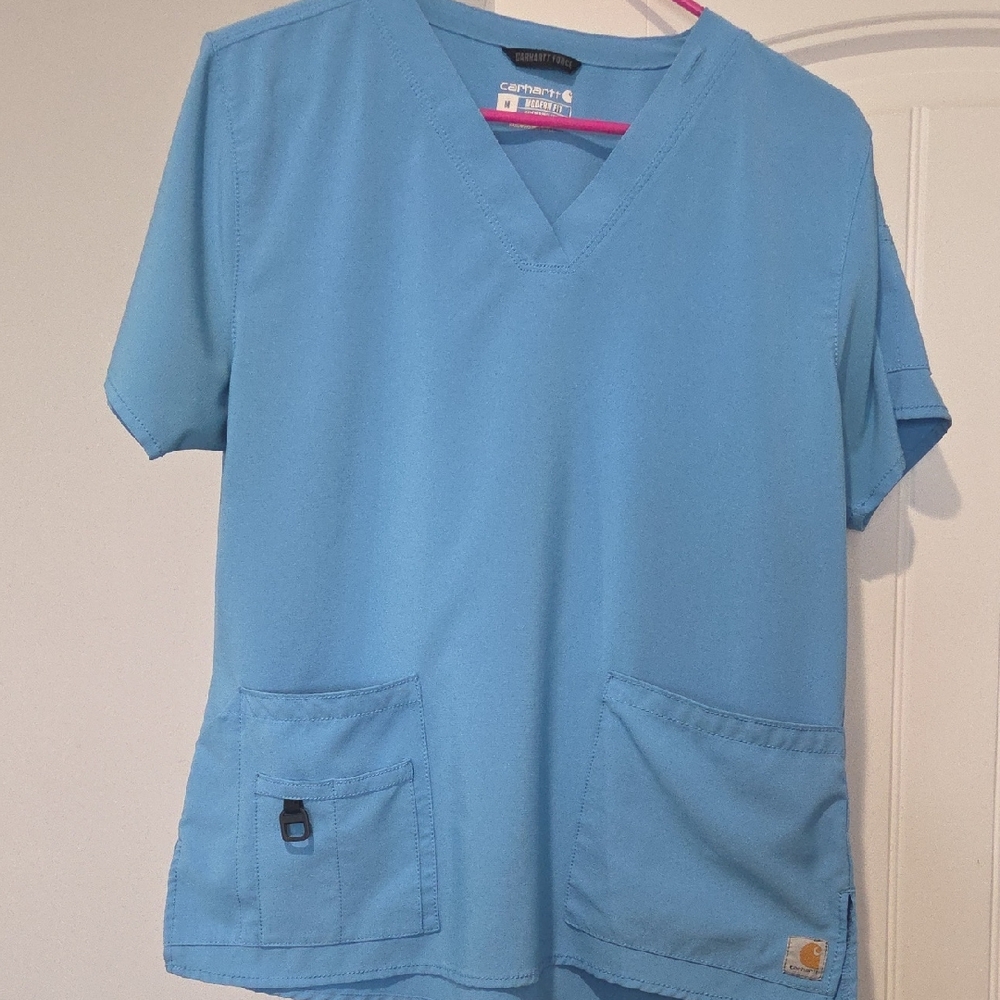 Carhartt Light Blue V-Neck Short Sleeve Scrub Top